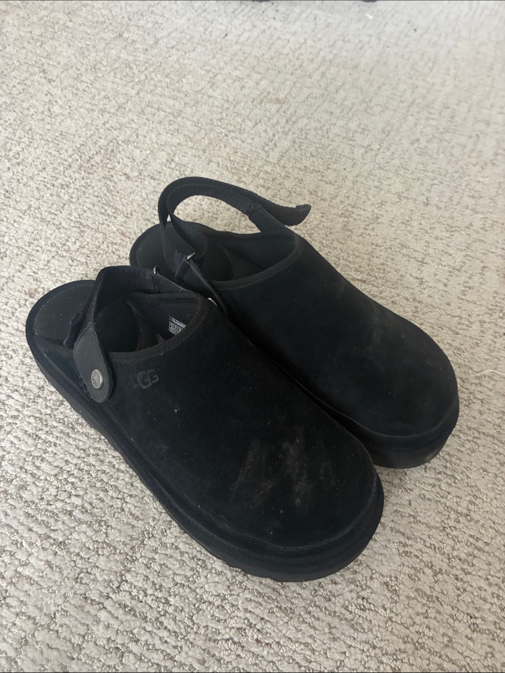 Men 13 UGG Black Suede Backstrap Clog Mules
